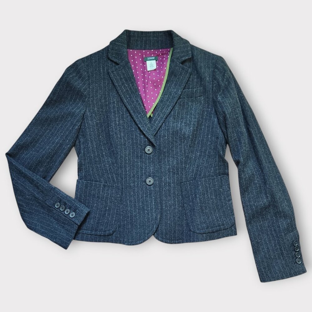 J. Crew Schoolboy Blazer Womens Size 6 Grey Pinstripe